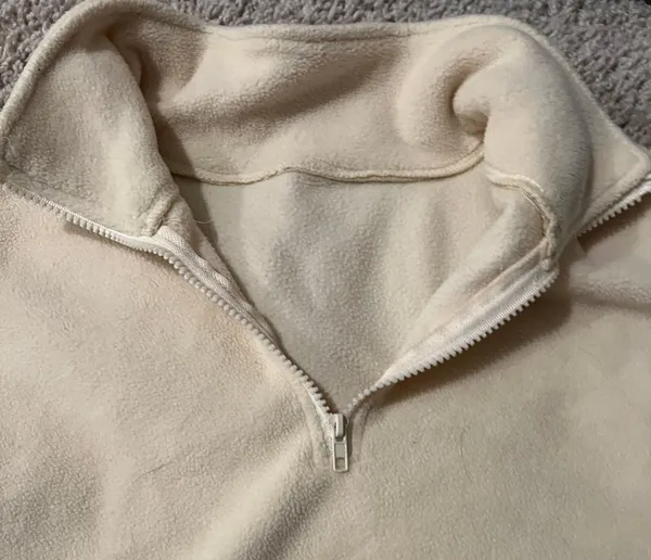 Pullover Fuzzy Quarter Zip Tan Size XL - Image 3