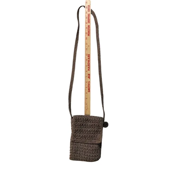 Vintage 90’s The SAK Crochet Bag Y2K Crossbody Shoulder Purse Brown Zip 5.5x7.5 - Image 10