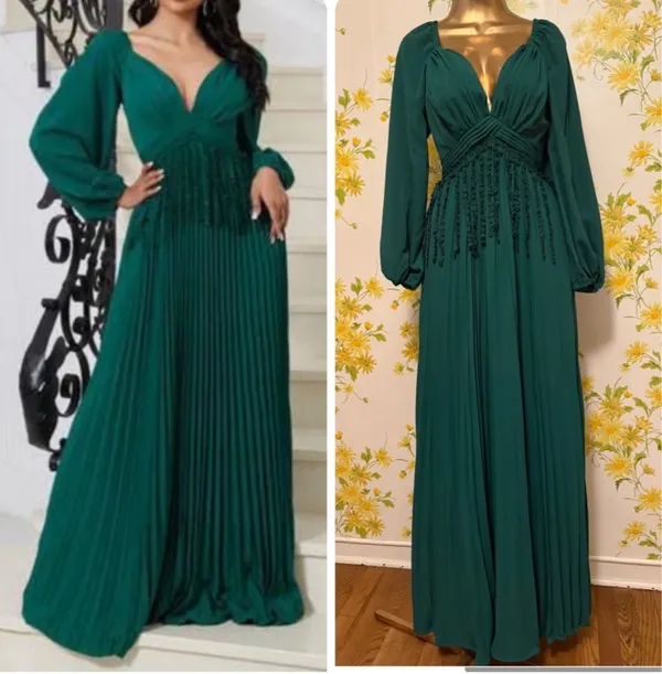 NWT Emerald Green Long Sleeve Prom Dress size S - Image 3