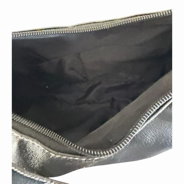 Black Faux Leather Hobo Shoulder Bag Contrast Stitch Y2K Slouchy Purse - Image 9