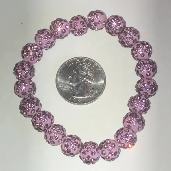 Pinkish Purple Rhinestone Bead Stretch Bracelet Pink - Image 4