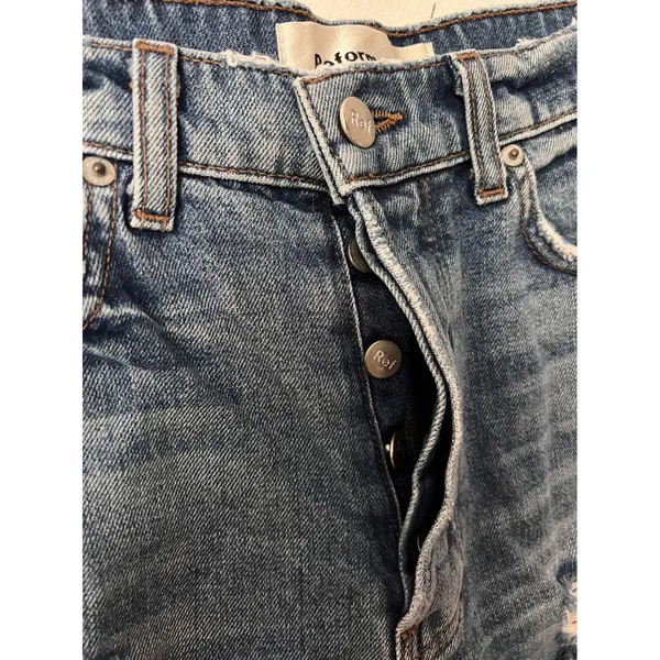 Reformation Dixie High Rise‎ Denim Shorts Medium Wash Distressed Cutoffs Size 26 - Image 4