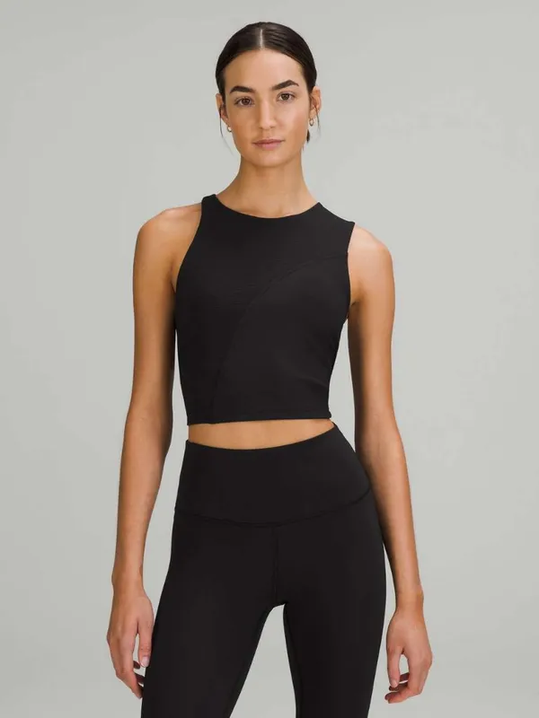 Lululemon Ribbed Asymmetrical Yoga Tank Top Black Size 4 - Image 3