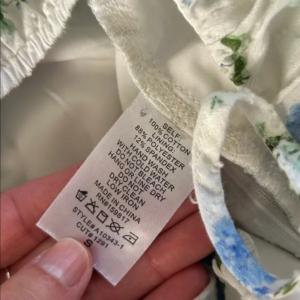 Altar'd State white blue floral romantic Milk made cottage puff sleeve crop S​ - Image 6