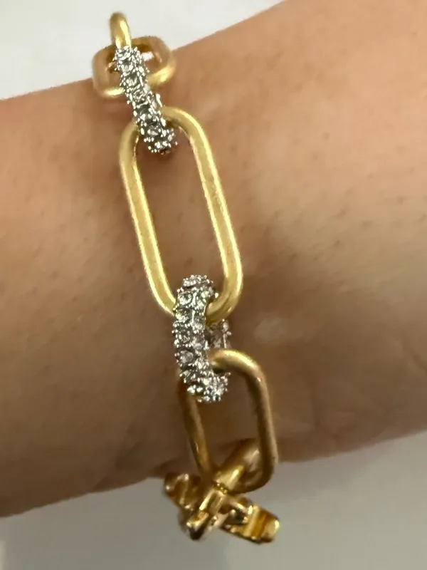 Tory Burch | Gold Plated and Pave Crystal Accent Bracelet | 7 inches - Image 2