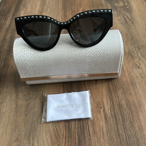 Jimmy Choo Black Cat-Eye Sunglasses with Silver Accents - Image 7
