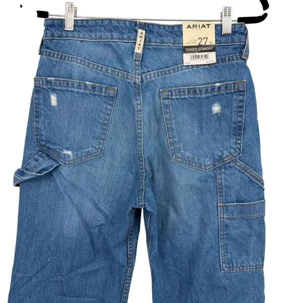 Ariat Tomboy Straight Jeans Women 27 R Blue NWT Distressed Carpenter Alaska - Image 9