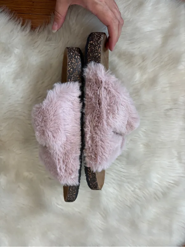 Magellan Outdoors Rose Pink Fuzzy Slip On Sandals - Image 5