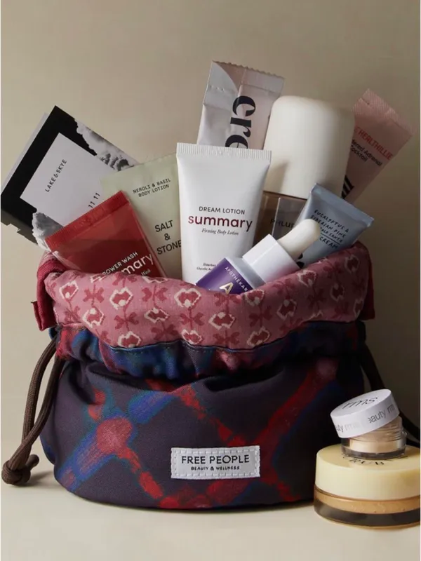 NEW Free People purple plaid drawstring makeup cosmetic toiletrie bag - Image 5