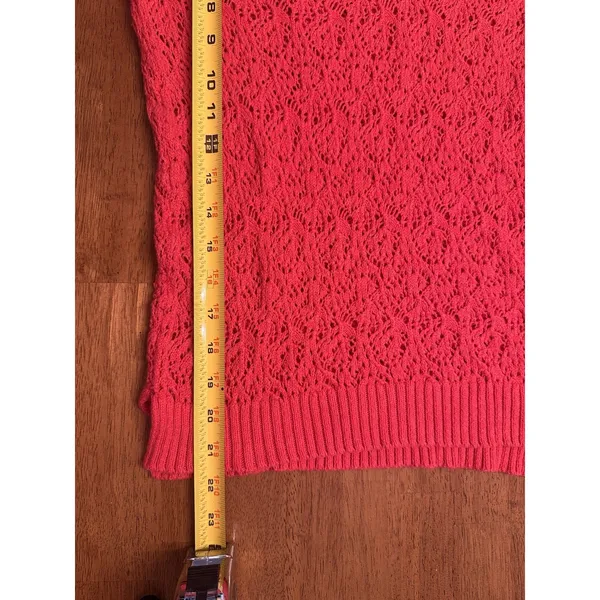 Aeropostale Bright Pink Crochet Sweater Womens Medium VNeck Angora Y2K Vintage - Image 5