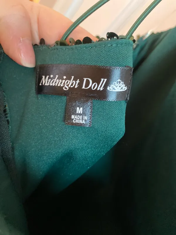 Midnight Doll Hunter Green Sequence Mini Dress - Image 3