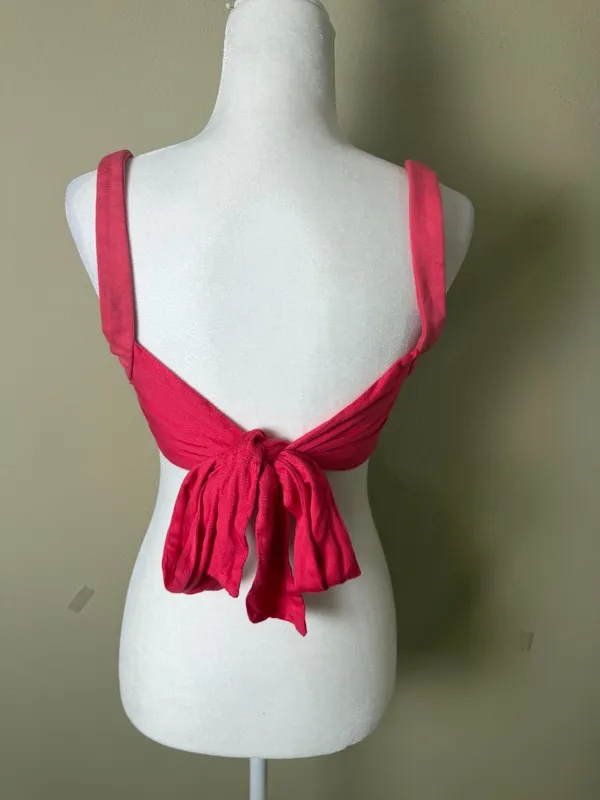Urban Outfitters Hot Pink Scarf Tie Back Crop Top Size Small - Image 3