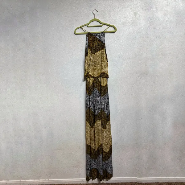 H&M Brown Animal Print Tiered Maxi Dress Sz M - Image 10