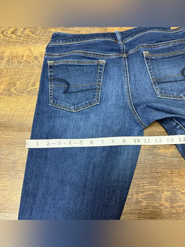 2013 American Eagle Kick Boot Stretch Low Rise Jeans Womens 10 Blue Y2k Flare - Image 8