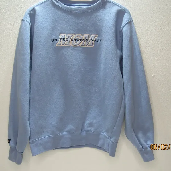 Jansport United States Navy MOM pullover Crewneck Sweater Blue Womens Small - Image 9