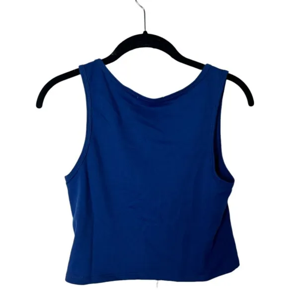 Blue Lace-Up Open Front Crop Top - Size L - Image 3