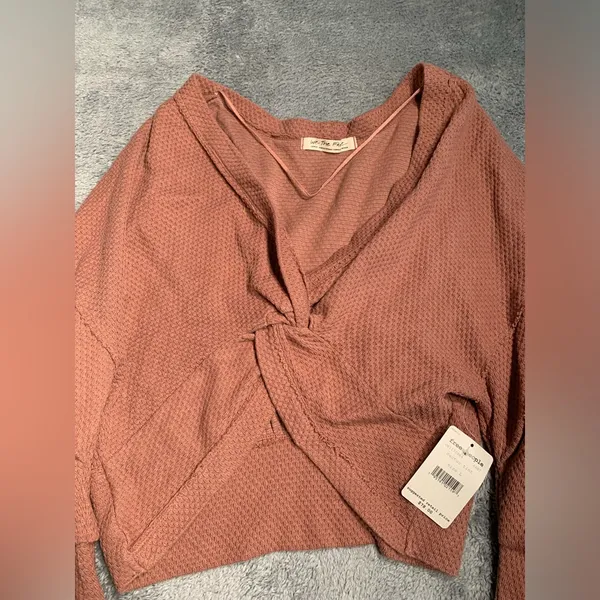 NWT free people we the free Wrap Top twist front cactus tint large MSRP$78 - Image 2