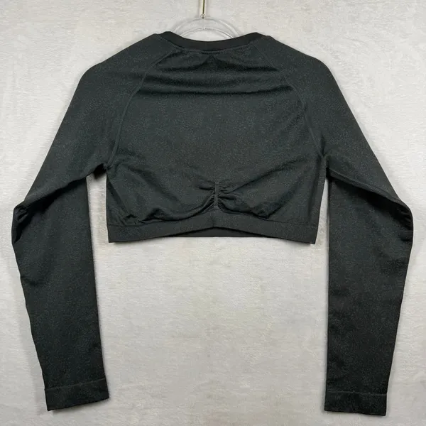 Gymshark Adapt Fleck Seamless‎ Long Sleeve Crop Top XL Dark Grey Marl B2A1C - Image 7