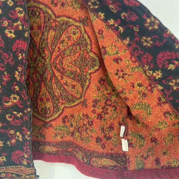 IVY Tapestry Full Zip Jacket Black Red Paisley Pockets Mock Neck Size Medium - Image 10