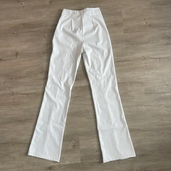 Venti 6 pleather high waist wide leg white pants S - Image 3