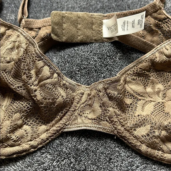 Vintage Victoria’s Secret brown lace unlined very sexy bra 38B - Image 11