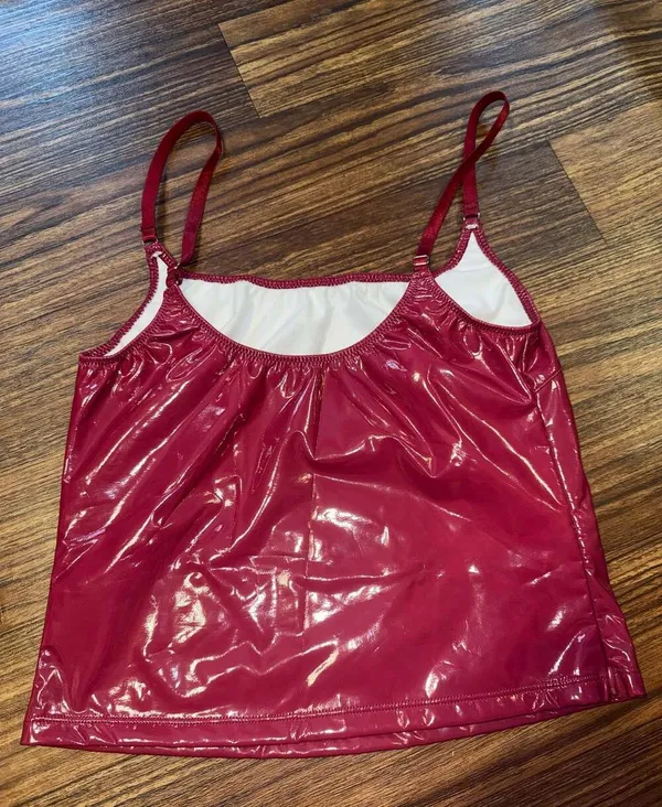 SHEIN Red Vinyl Latex-Look Cami Top with Side Zipper - Image 6