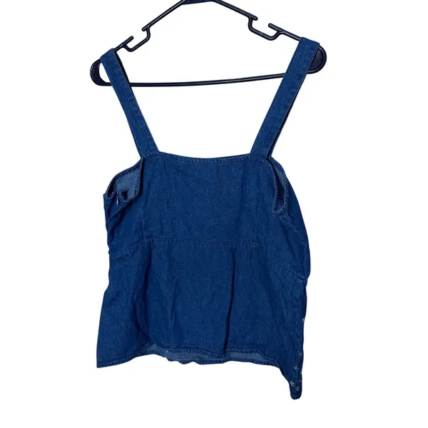 Anchor Blue Vintage Denim Floral Embroidered‎ Tank Top M Blue 90s - Image 5