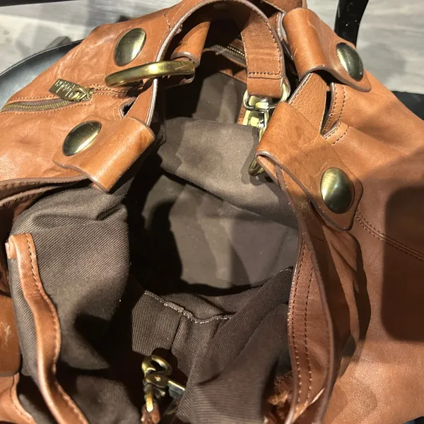 Kooba Brown Leather Bucket Bag with gold hardware - Image 8
