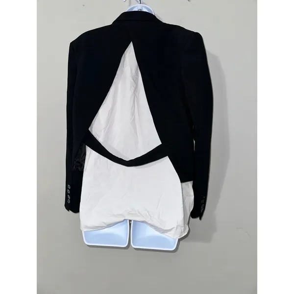 Black‎ Blazer Grey Lab Cropped Shirt Layered Look Career Jacket Size S - Image 4