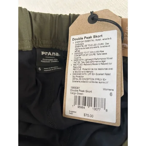 prAna Women's Prana Womens Double Peak Skort, Cargo Green, Size 6, NWT - Image 8