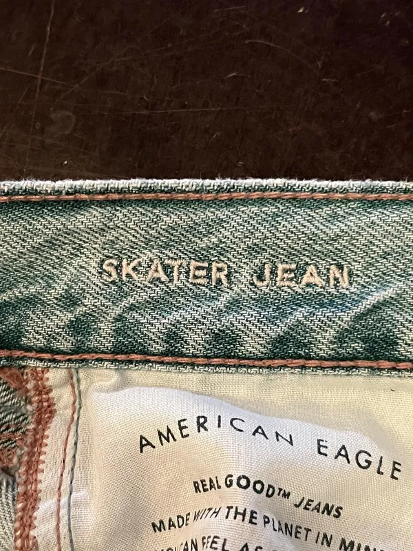 American Eagle Outfitters Skater Jeans Womens 4 Two Tone Wide Leg Distressed - Image 9