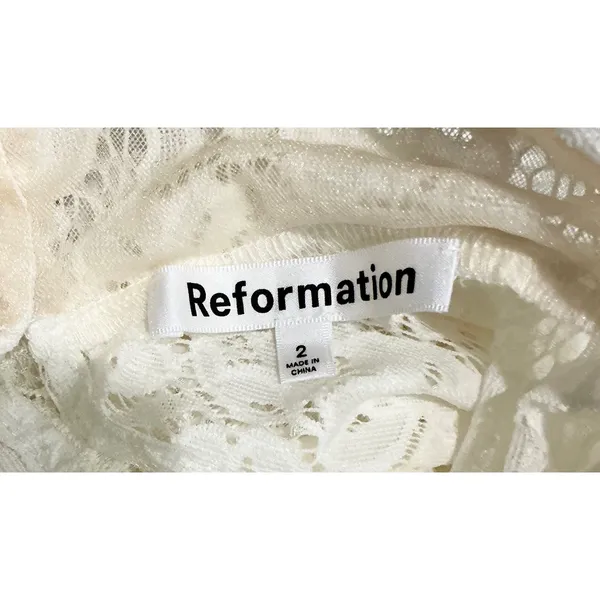 NWT Reformation Otrano Lace Maxi‎ Dress Ivory Mock Neck Long Sleeve Bridal XS 2 - Image 6