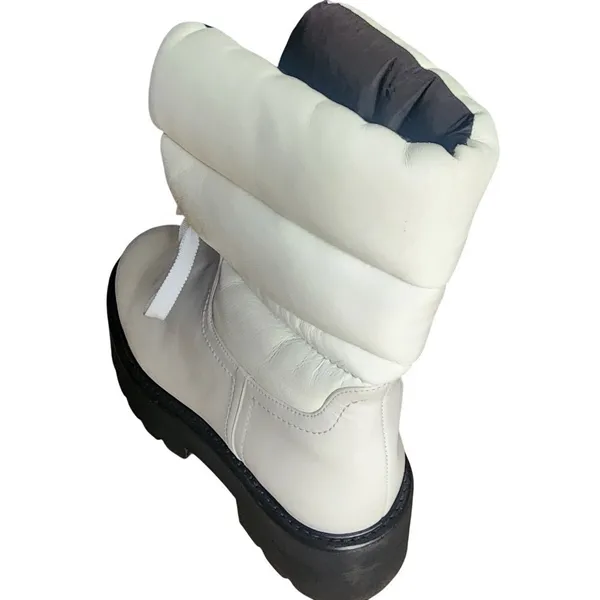 Stuart Weitzman‎ White Leather Platform Lug Sole Gorpcore Boot, 6.5 - Image 4
