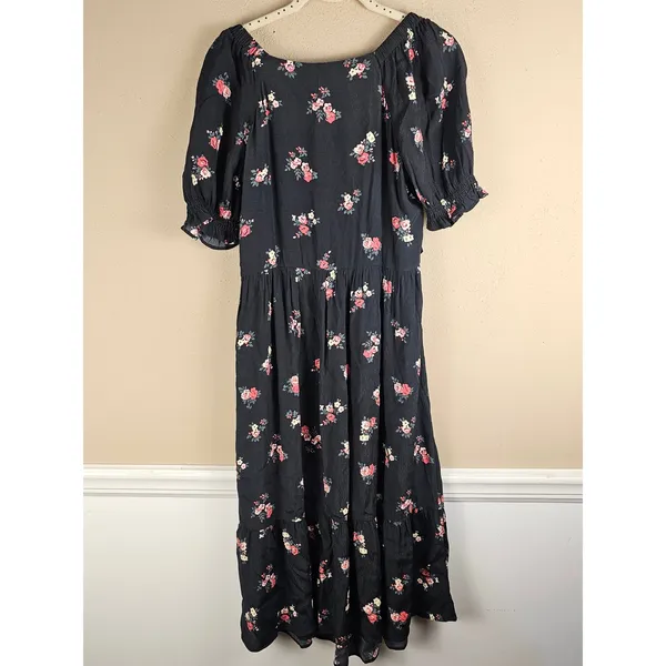 Seraphine Womens Black‎ Floral Verona Shirred Maternity & Nursing Dress 4 - Image 2