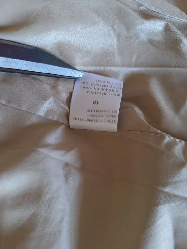 Elie Tahari Beige Polished Cotton Double Breasted Snap Blazer Size 10 Fits S/M - Image 8