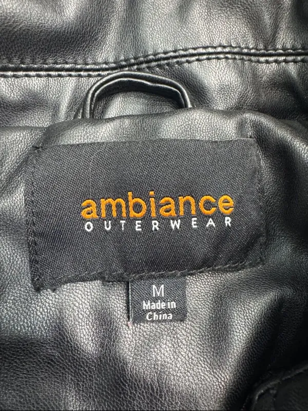 Ambiance Cropped Black Faux Leather Moto Jacket Medium Asym Zip BNWOT - Image 4