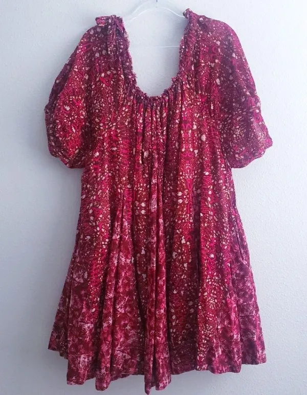 Free People Fuchsia Combo Babydoll Mini Abstract Dress - Image 2