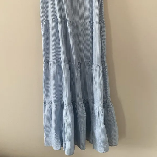 MinkPink‎ Aries Tiered Midi Dress In Blue/white Stripe Size M - Image 4