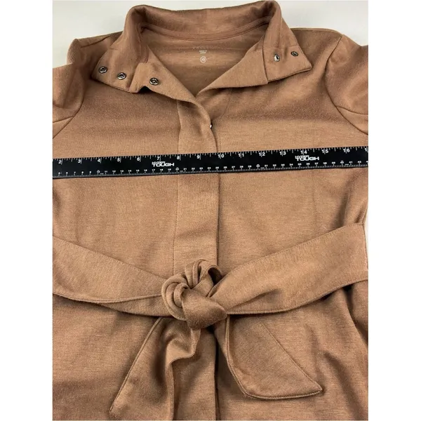 Freely Women’s X-Small Brown Belted Jacket Snap Front Longline Shacket Commuter - Image 3