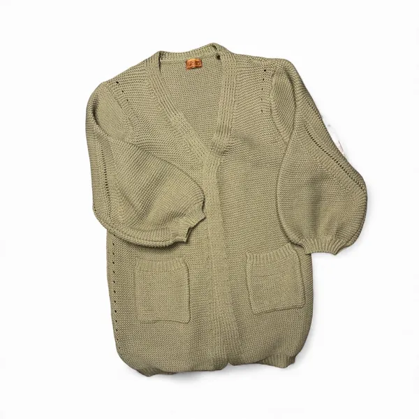 POL Oversized Chunky Open Cardigan Sage Green Lantern Sleeve Sweater size Small - Image 2
