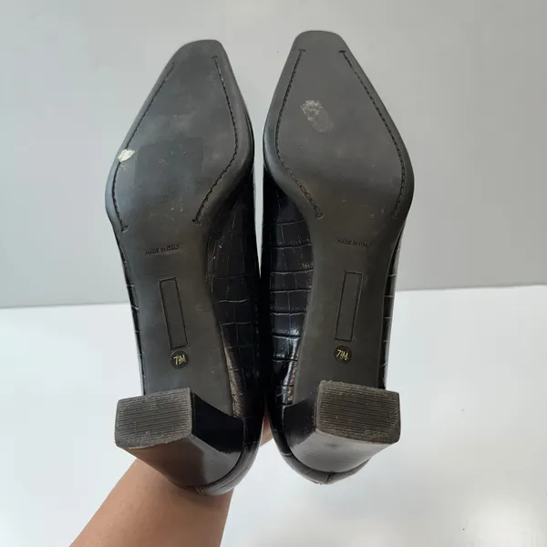 Vintage Casual Corner Brown Leather‎ Pumps Block Heel Square Toe Classic Size 7M - Image 5