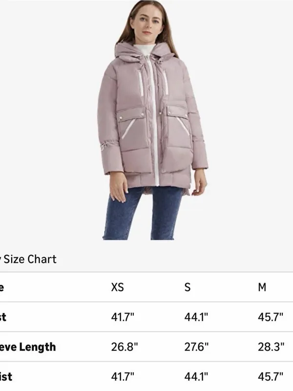 Orolay Women’s Size M Thickened Down Hooded Jacket. Mauve. Front zipper. NWT - Image 10