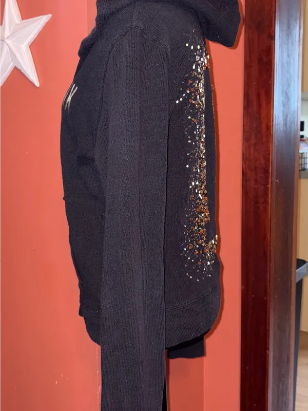 PINK Victoria's Secret Y2K sequin zip-up with oversized hood + sleeves - Image 3