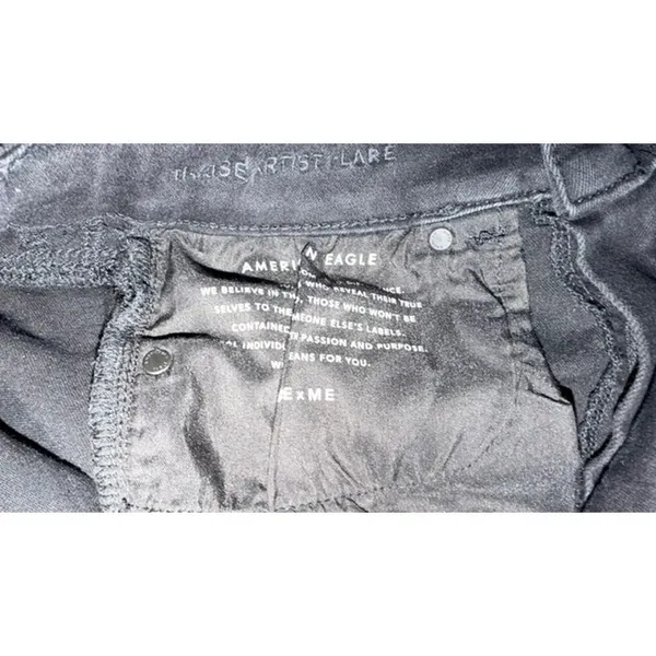 American Eagle Next Level Stretch Black Flare Jeans 6 Regular Double Button - Image 8