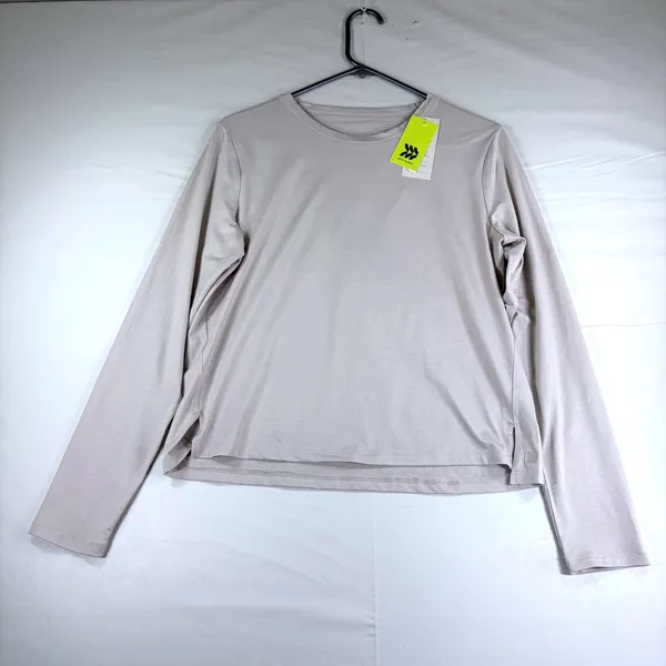 All in Motion Womens Long Sleeve Active Top Taupe Keyhole Back Size M‎ NEW - Image 2
