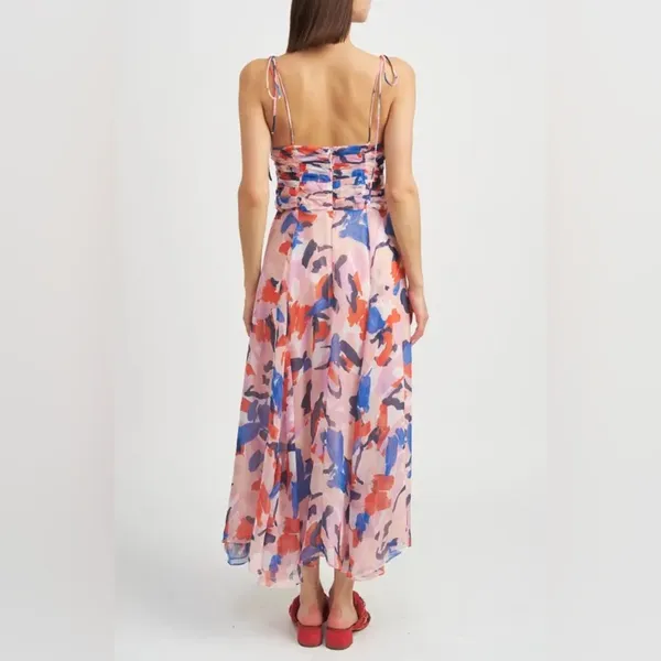 En Saison Arlie Midi Dress with Tie Straps in Blush Blue Floral Size Small NWT - Image 9