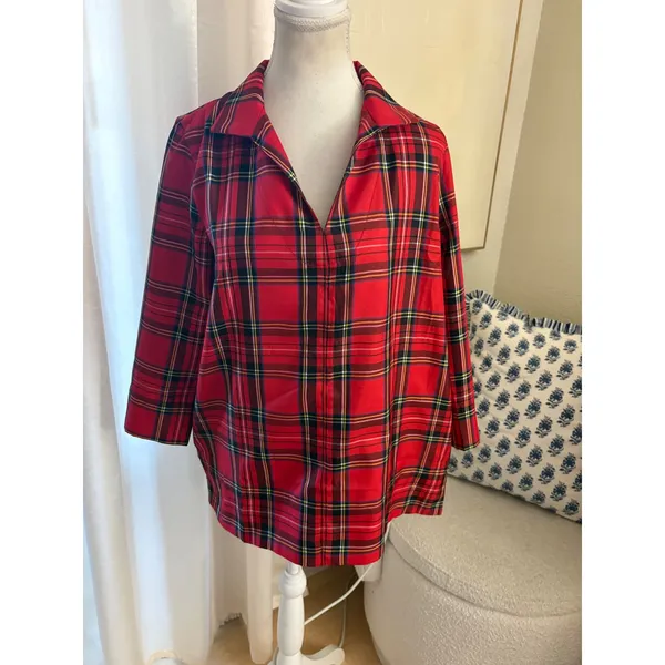 Tuckenuck Red Plaid Royal Stewart Tartan Margot Top Size Medium - Image 2