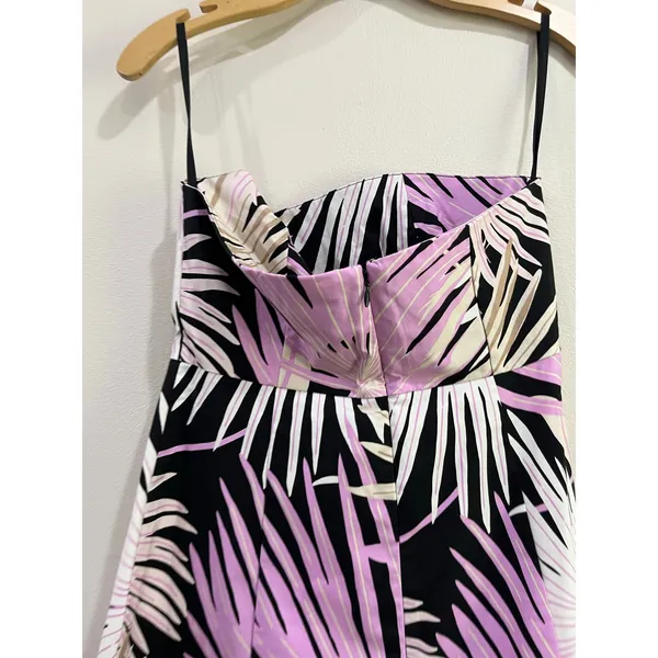 Y2K GAP Tropical Palm Print Strapless‎ Vacation Resort Mini Dress Size 6 - Image 3