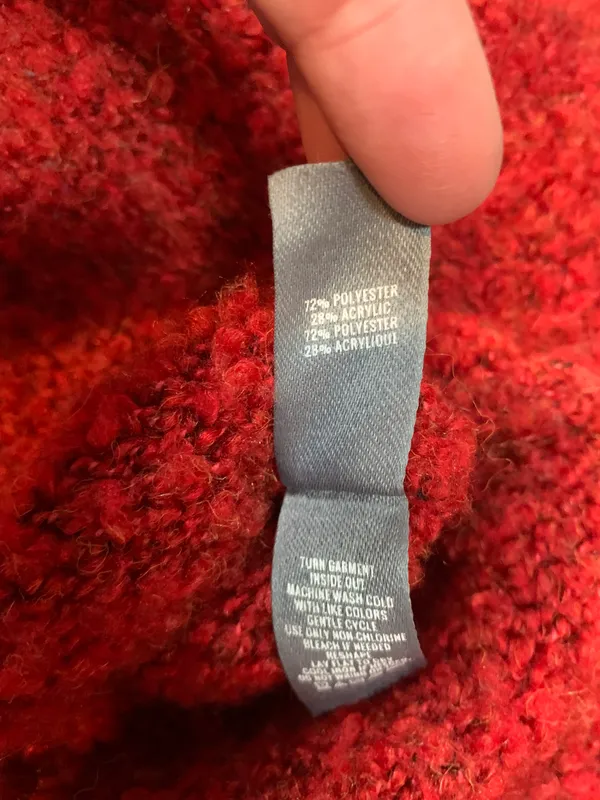 Aerie Red Boucle Mock Neck Sweater Size Large - Image 5