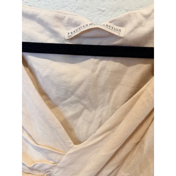 Peruvian Connection Cream Draped V-Neck Sleeveless Mini Dress Size L - Image 4